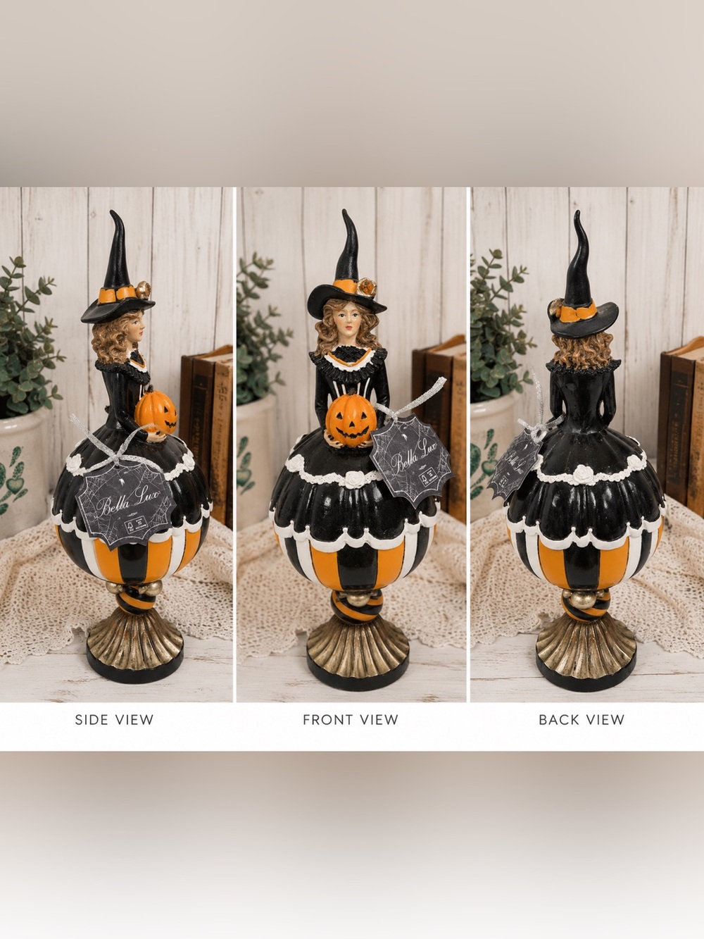 🎃 Bella Lux Witch with Pumpkin Halloween Figurine